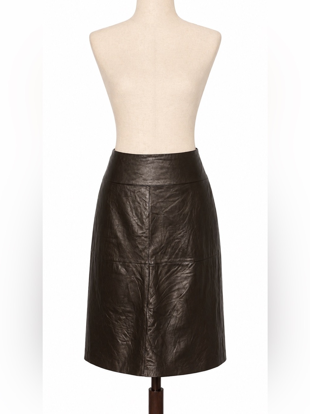 Jaclyn Smith Black Leather A-Line Skirt.